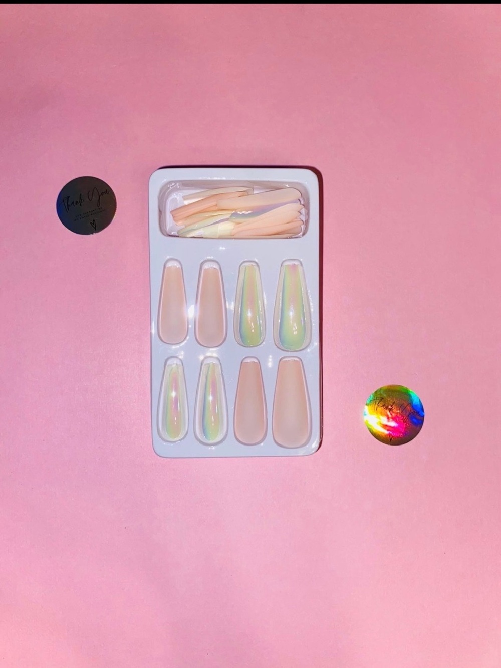 Press-On Nails Set in Iridescent Pink by